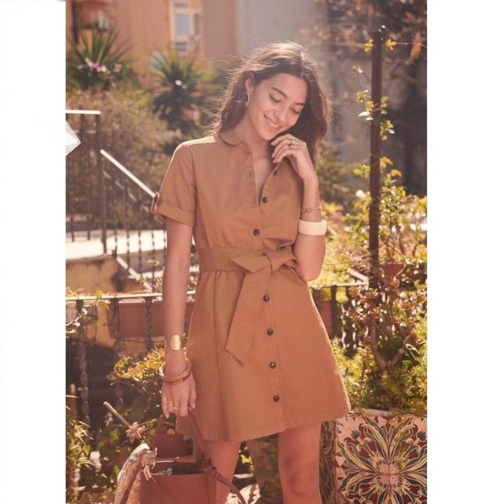 Sezane Clarissa Robe Dress in Tobacco NWT
